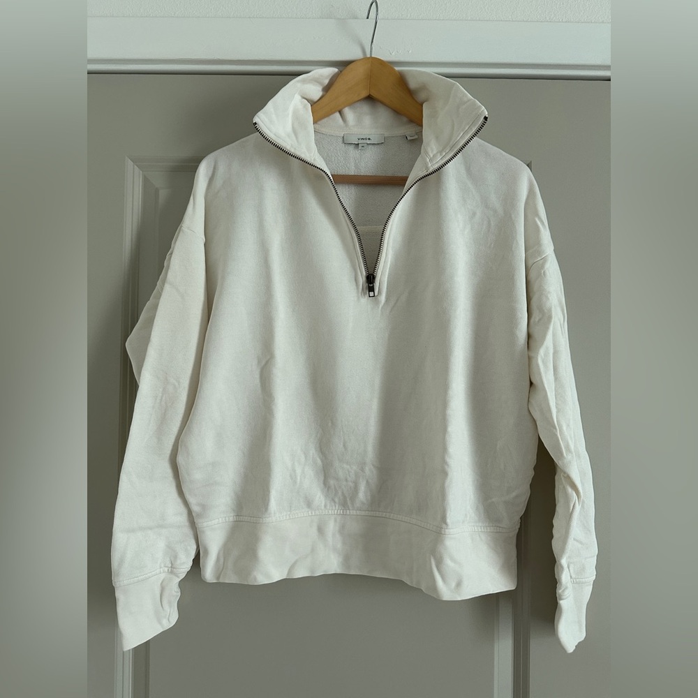 VINCE - 3/4 zip sweatshirt 100% cotton